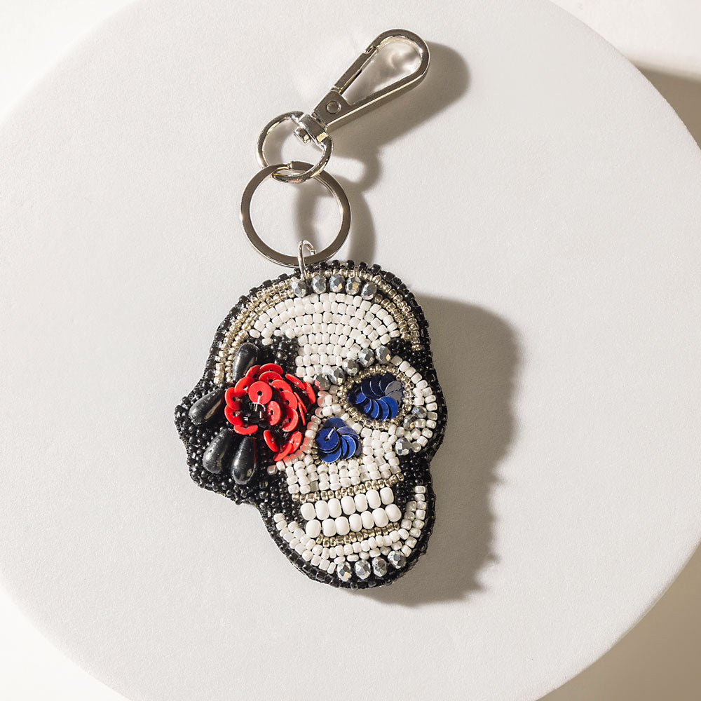 Rosetta Skull Keychain in Shadow Black
