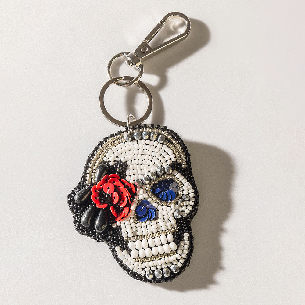 Rosetta Skull Keychain in Shadow Black