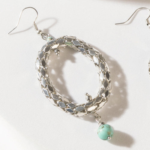 Looping Lariat Earrings in Starry Silver