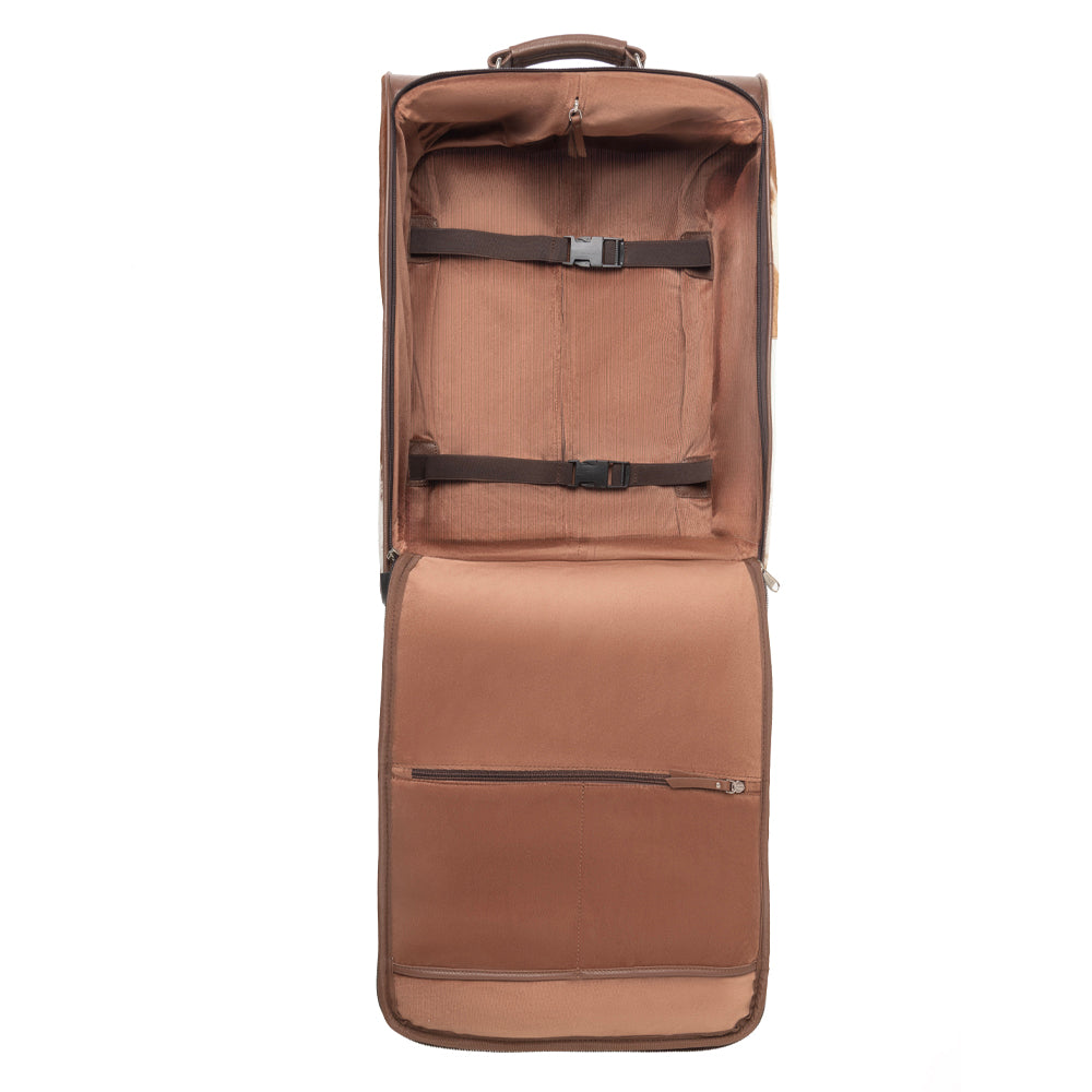 Desert Fawn Handtooled Hairon Leather Trolley in Amber Fawn
