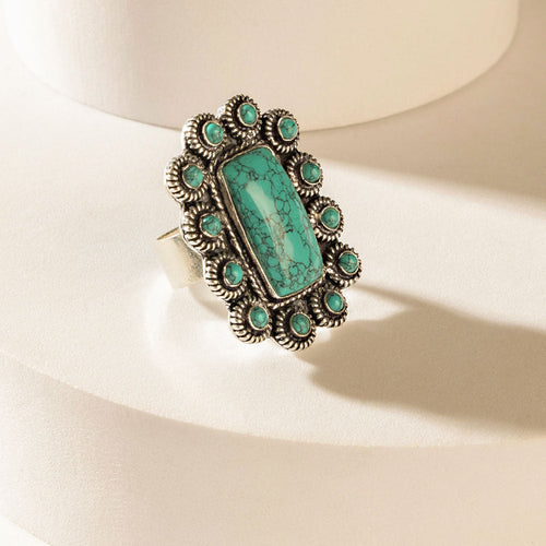 The Stoneveil Ring in Storm Teal