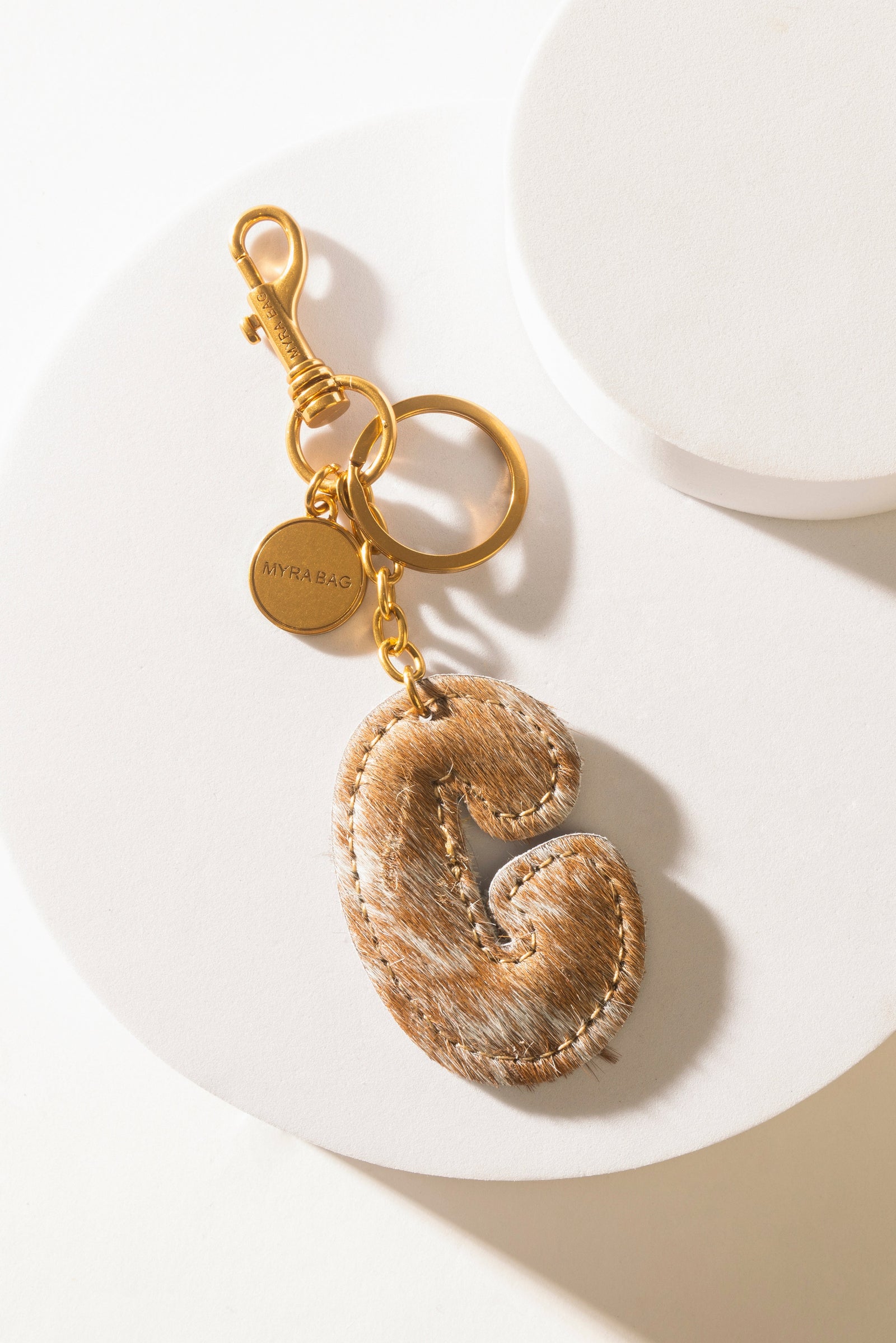 Alpha Hairon Bag Charm in Brown & White