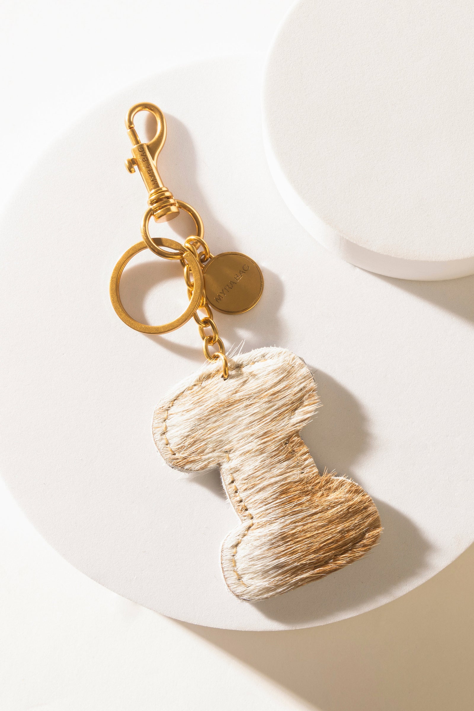 Alpha Hairon Bag Charm in Brown & White