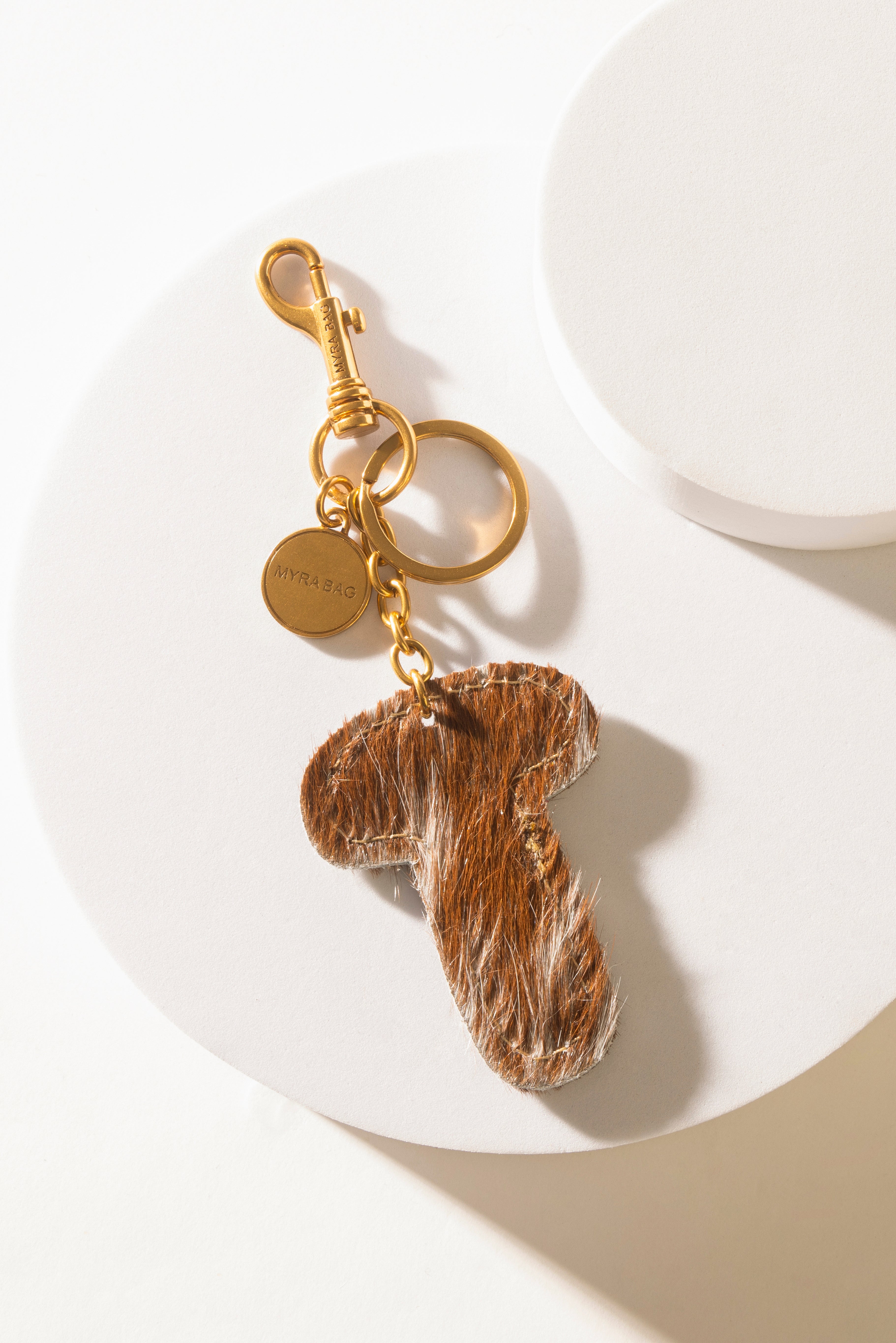 Alpha Hairon Bag Charm in Brown & White