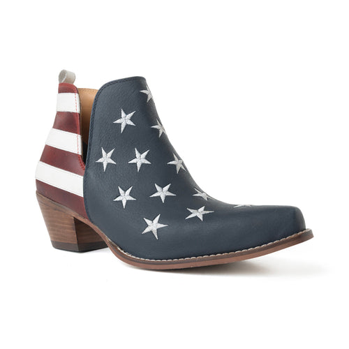 Liberty Star Leather Booties in Vintage Blue