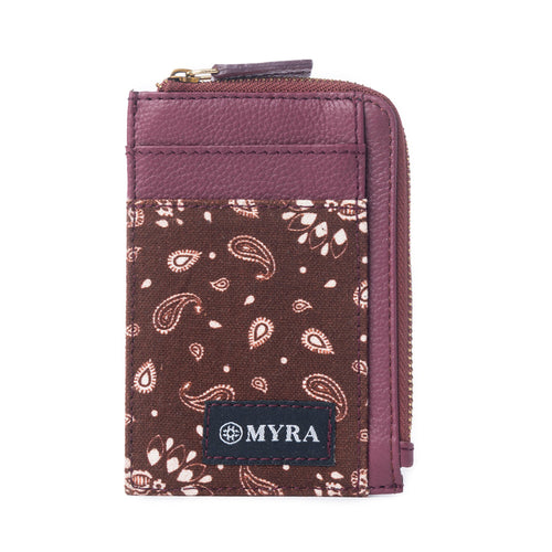 Red Rock Bloom Leather Credit Card Holder in Russet Plum