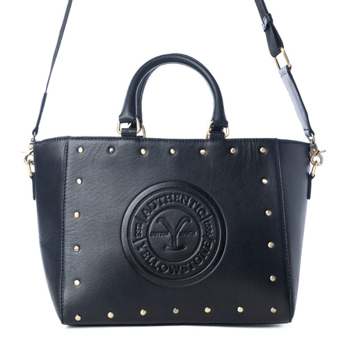 Yellowstone Valley Soul Studded & Embossed Tote Leather Bag in Ash