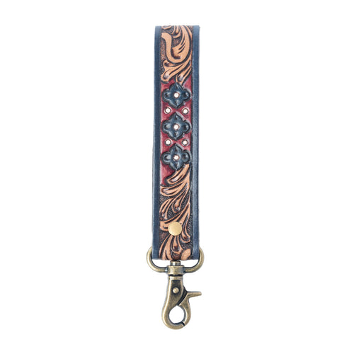Wild Garnet Handtooled Leather Keyfob in Canyon Shadow