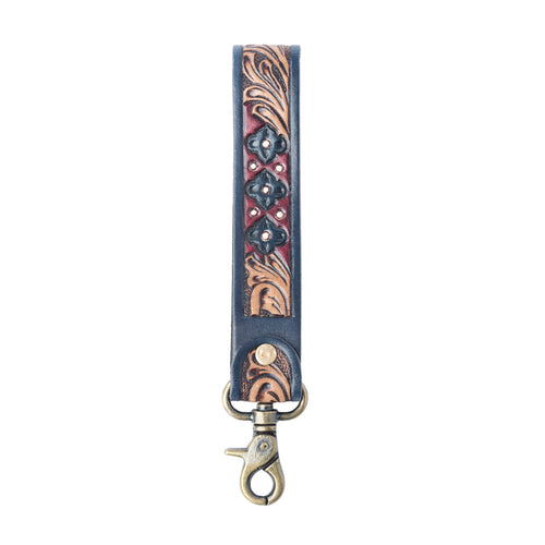Wild Garnet Handtooled Leather Keyfob in Canyon Shadow