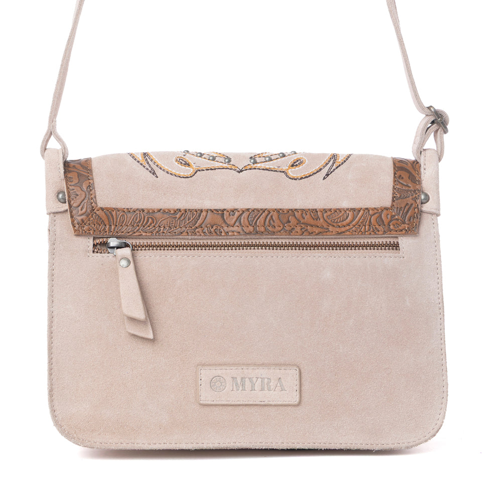 Amberwood Suede Leather Boot Embroidered Leather Bag in Amber