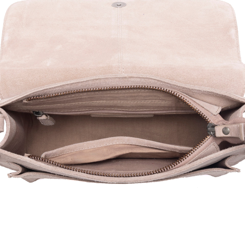 Amberwood Suede Leather Boot Embroidered Leather Bag in Amber