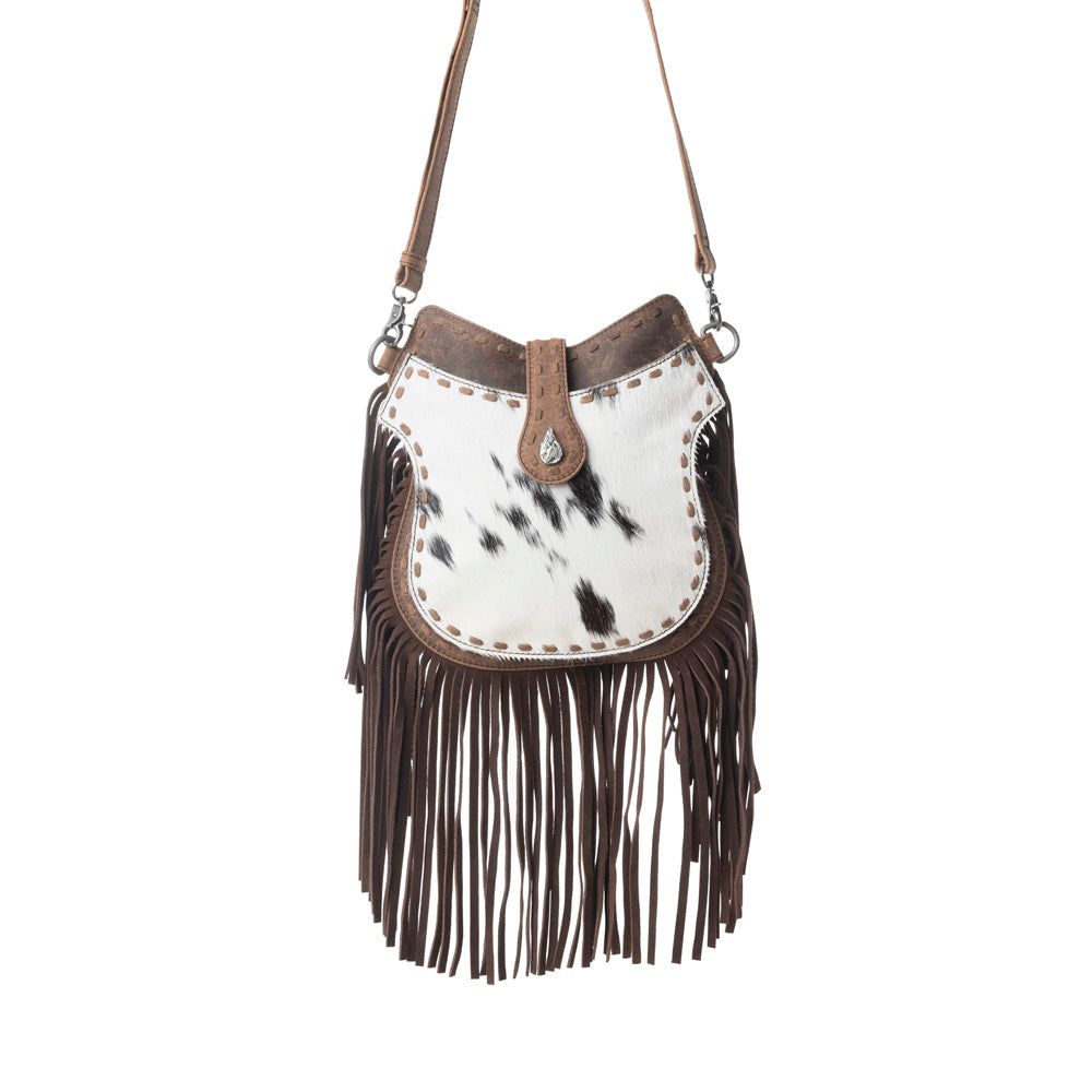 Myra Maverick Mist Hairon Leather Bag in Speckled Ivory
