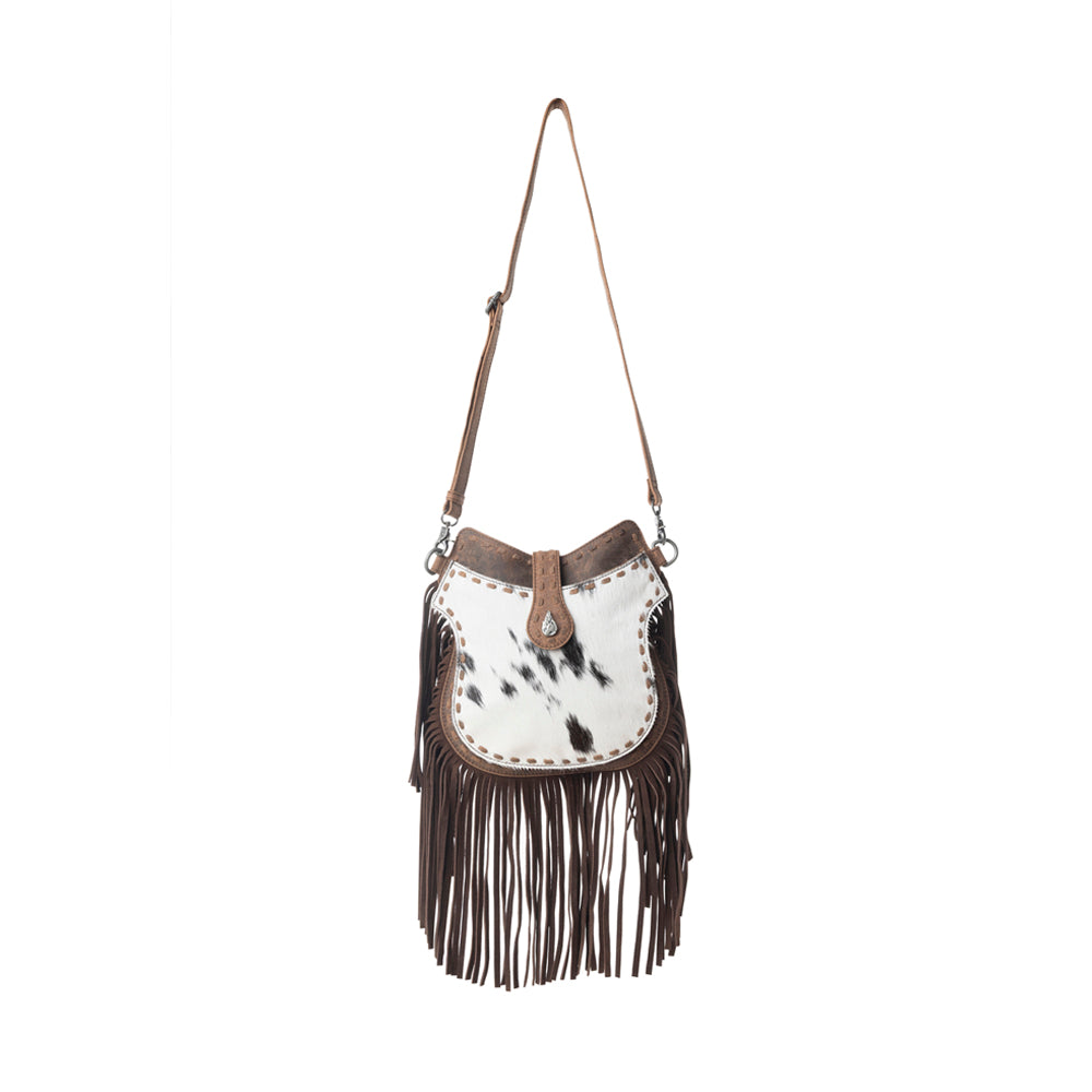 Myra Maverick Mist Hairon Leather Bag in Speckled Ivory