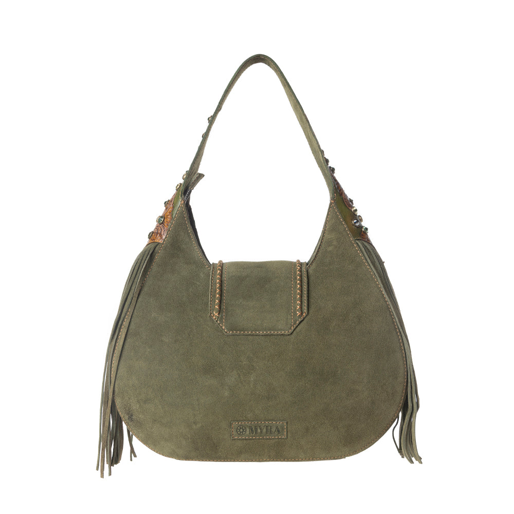 Myra Sierra Grove Handtooled Leather Bag in Western Fern