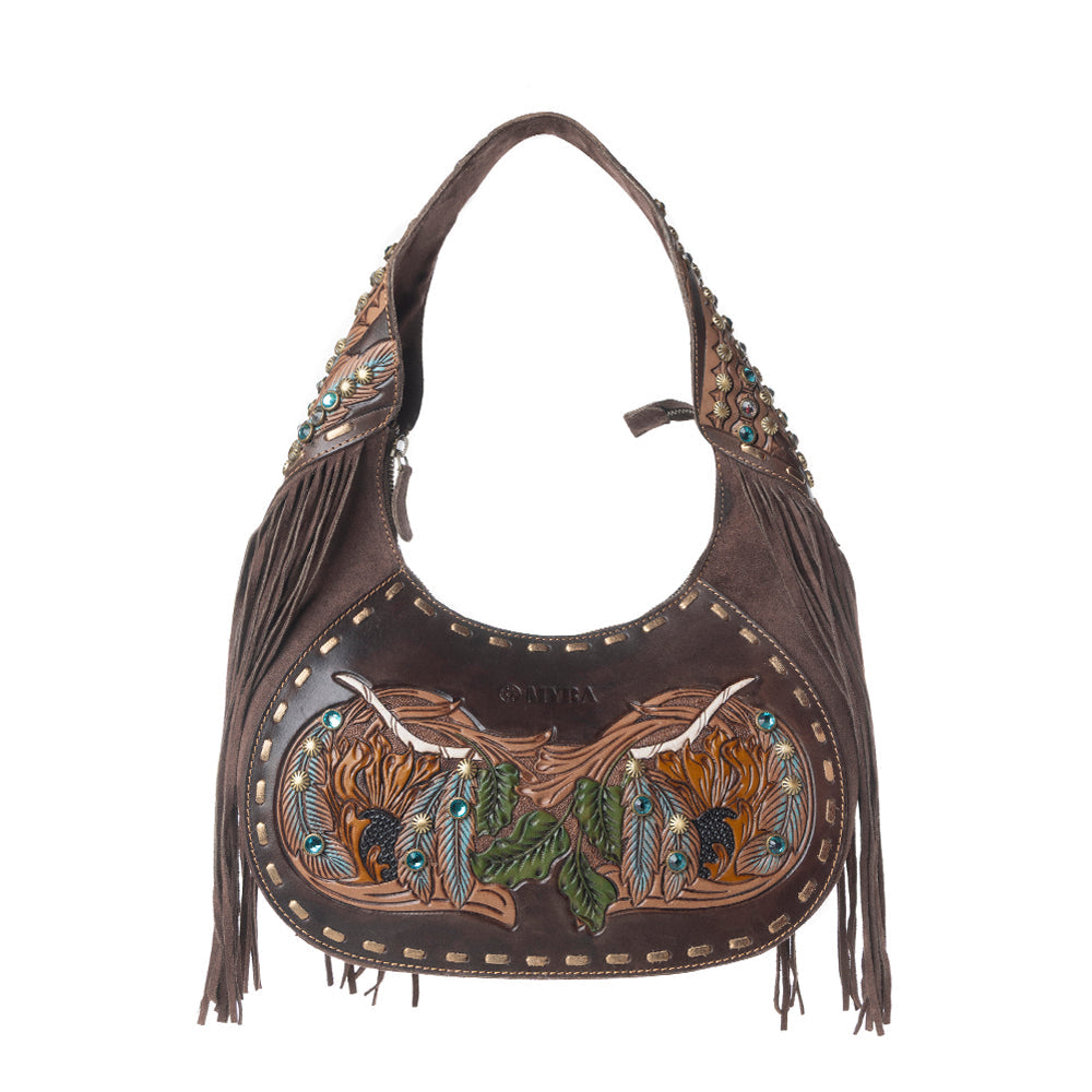 Myra Sierra Grove Handtooled Leather Bag in Deep Espresso