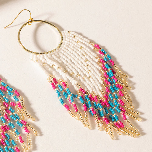 Vaquera Glow Fringe Earrings in Fuchsia Bloom