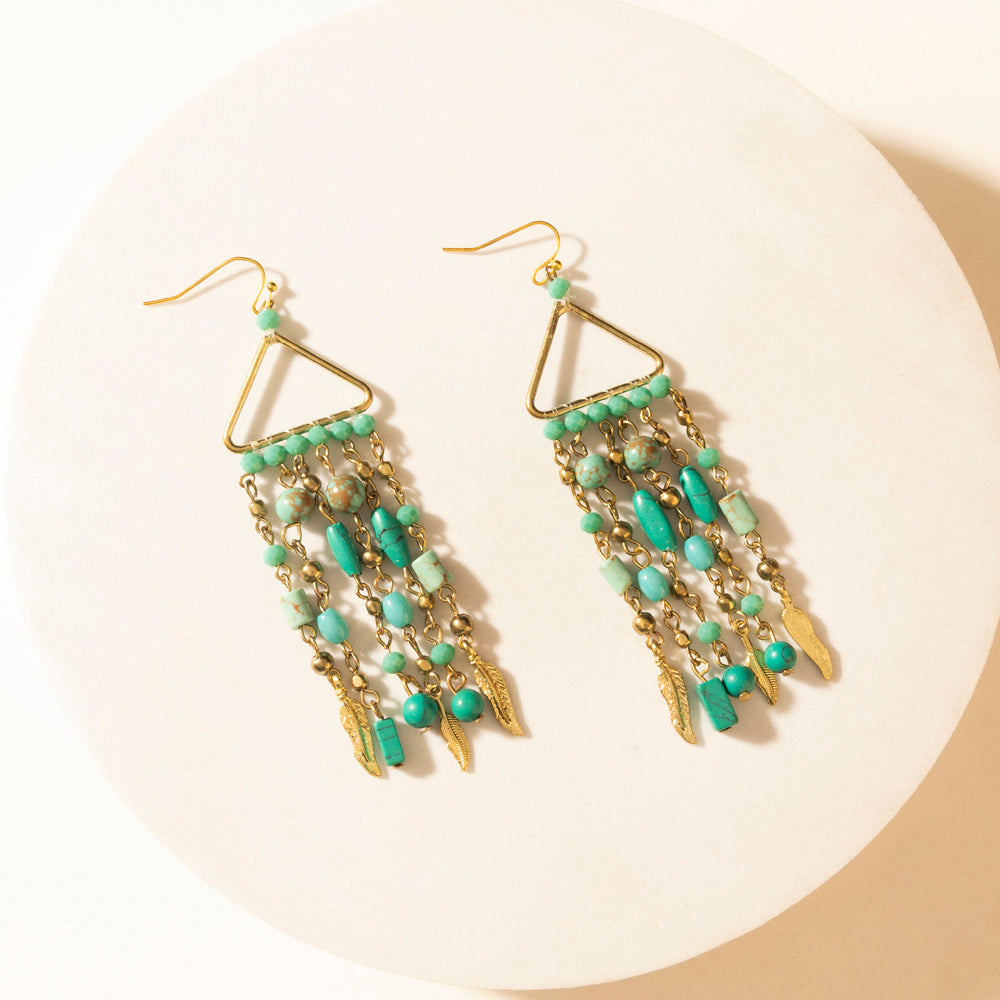 Rio Grande Beaded Earrings in Breezy Teal