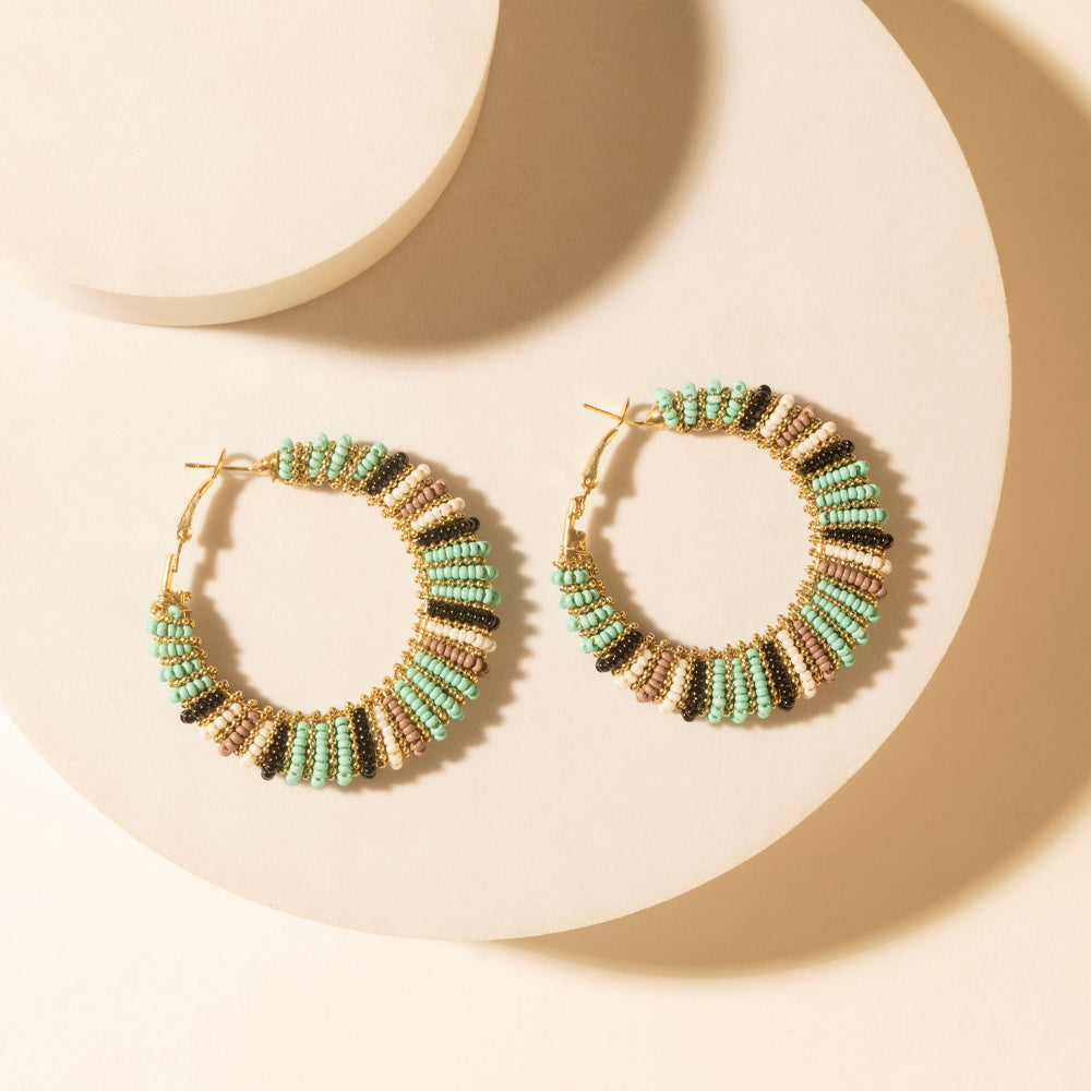 Mesa Moonrise Beaded Hoop Earrings in Moonlit Blue