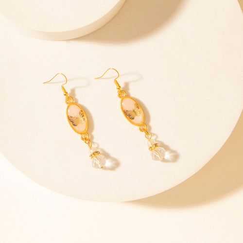 Honey Crystal Dangle Earrings in Dawn Blush