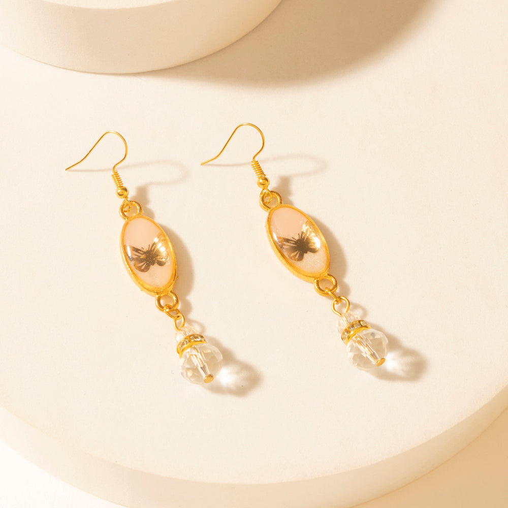 Honey Crystal Dangle Earrings in Dawn Blush