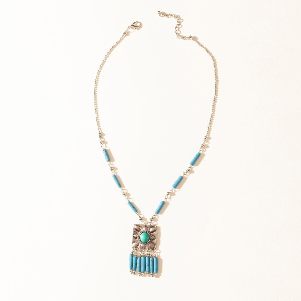 Blue Coyote Necklace in Turquoise Charm