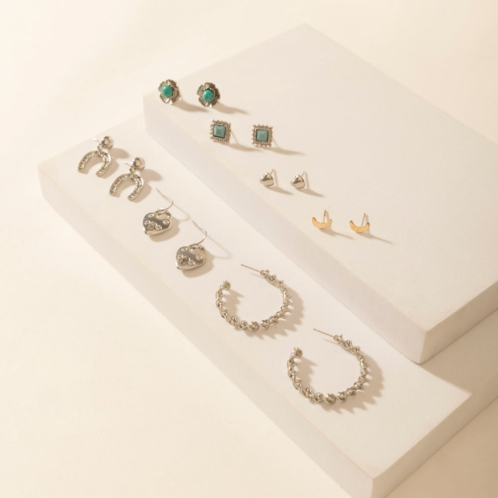 Moonbeam Earrings Set in Silver Shine