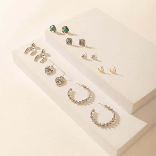 Moonbeam Earrings Set in Silver Shine