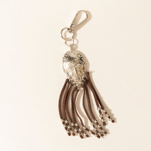 Night Spirit Charm Keychain in Suede Black