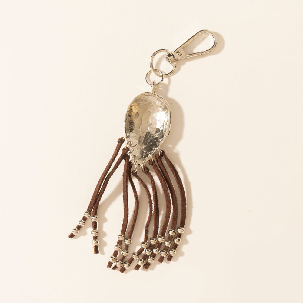 Night Spirit Charm Keychain in Suede Black