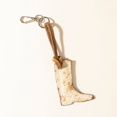 Rustler’s Boot Hairon Keychain in Hay Ivory