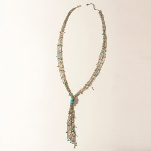 Mist River Tassel Necklace in Silver Mix