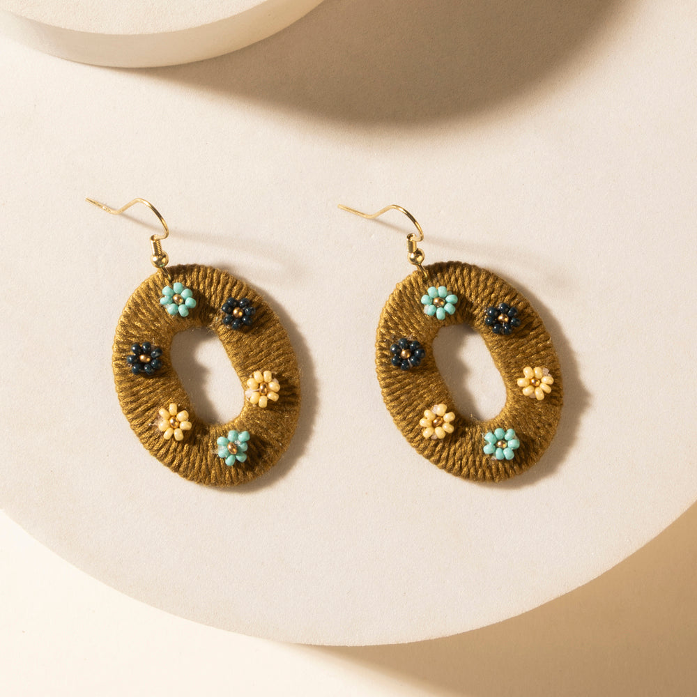 Pasture Posy Oval Earrings in Sand Dune