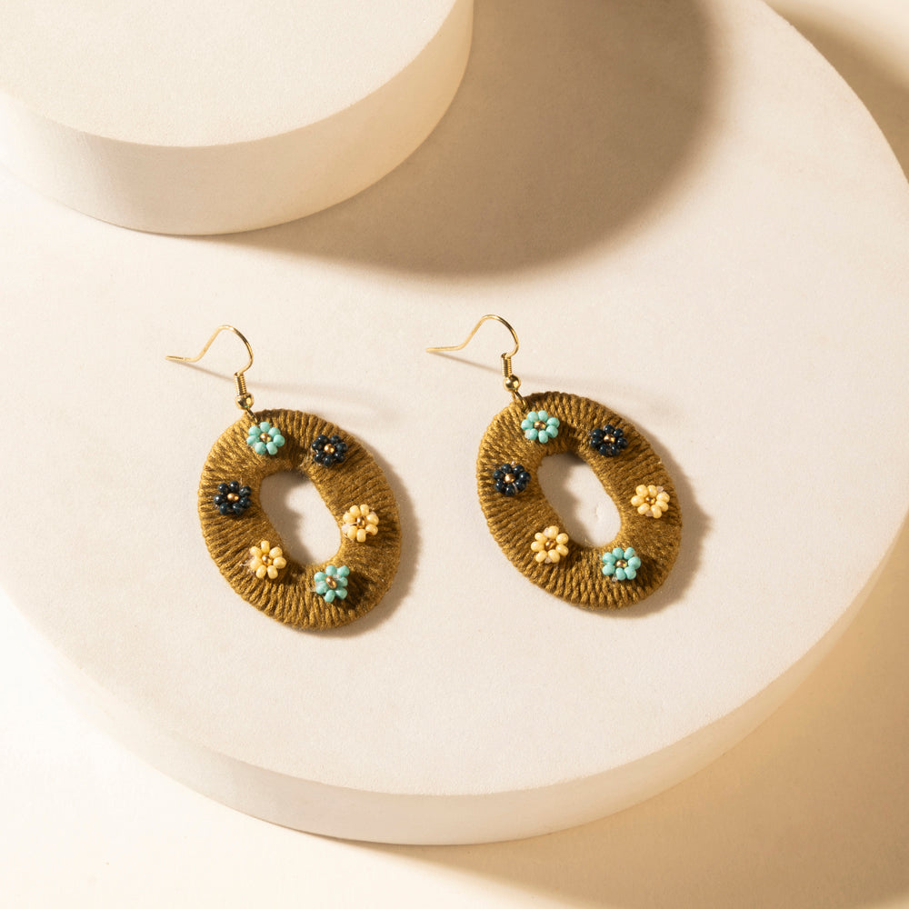 Pasture Posy Oval Earrings in Sand Dune