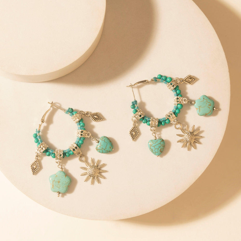 Sunchrome Charm Hoop Earrings in Bloom Blue