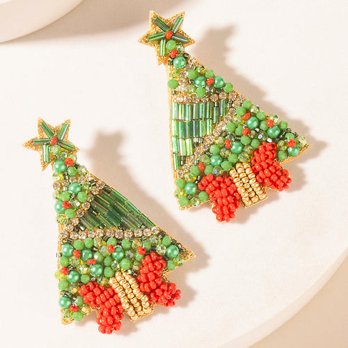 Starry Noel Charm Earrings in Pine Green
