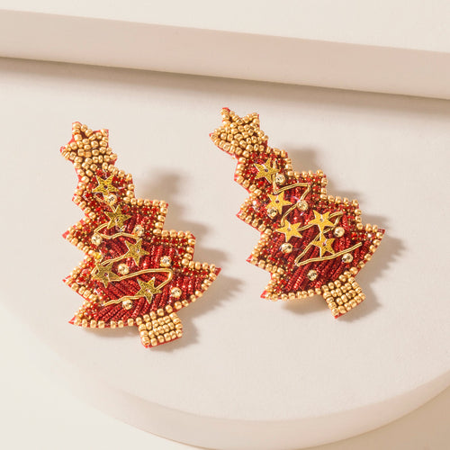 Starfall Pine Charm Earrings in Blush Red