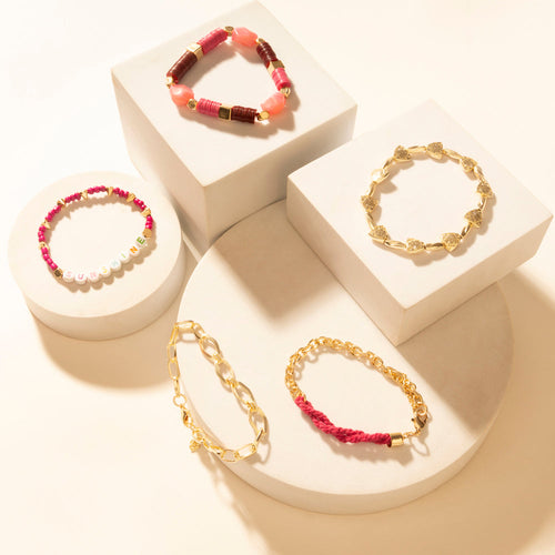 Wildflower Sunshine Stack Bracelet in Carnival Pink