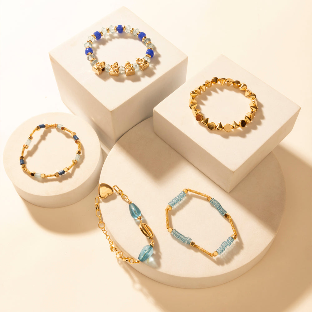 Gilded Lasso Stack Bracelet in Arena Blue