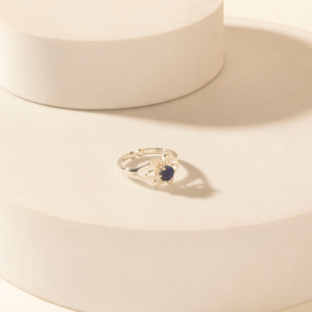 Canyon Dew Sterling Silver Ring in Starlit Navy