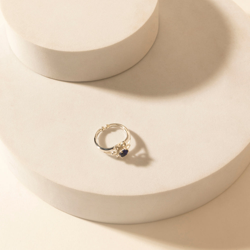 Canyon Dew Sterling Silver Ring in Starlit Navy