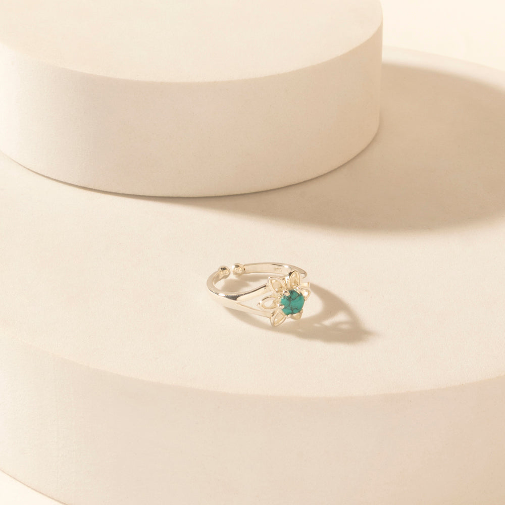 Skybud Halo Sterling Silver Ring in Sage Blue