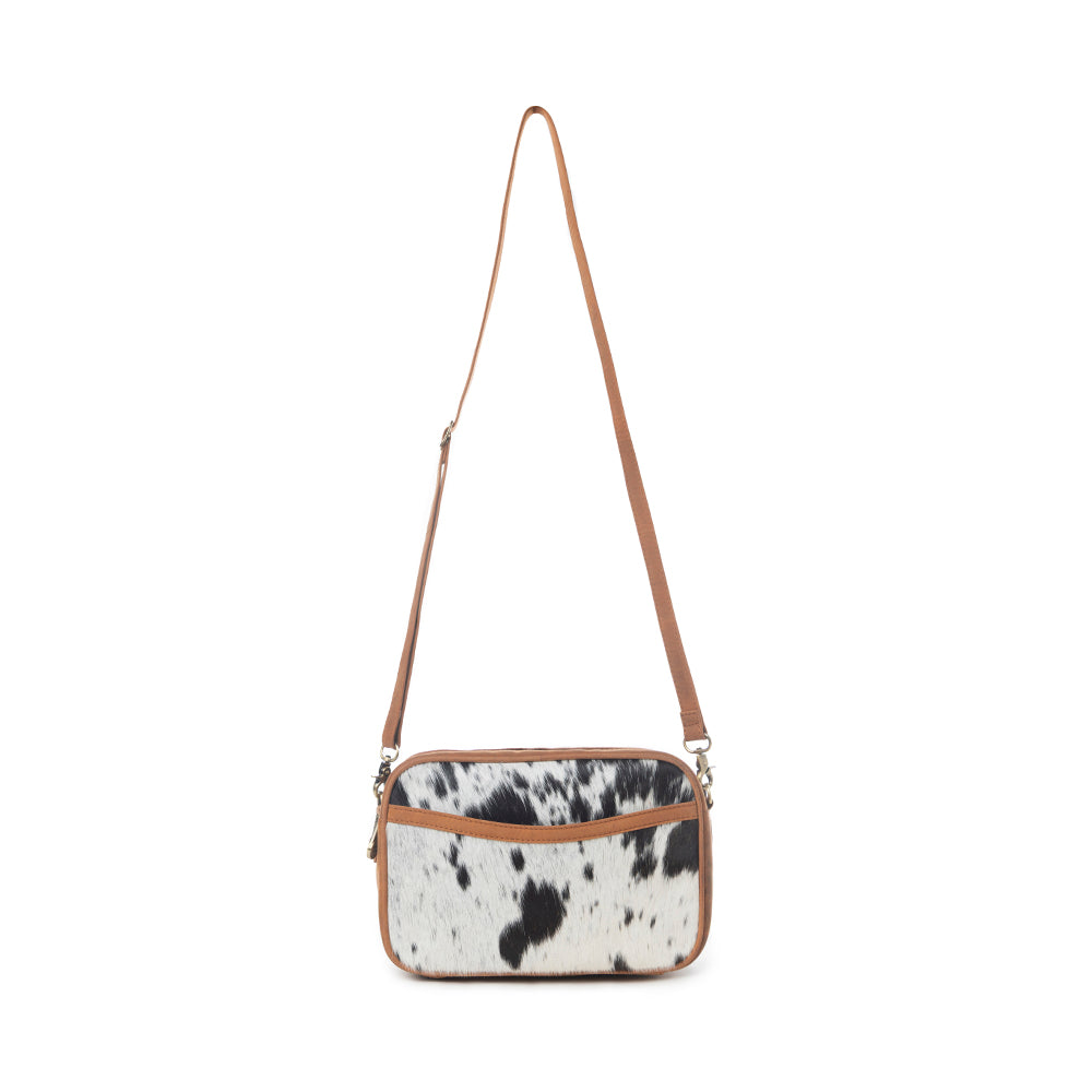 Myra Spade Valley Hairon Leather Bag in Brindle Brown