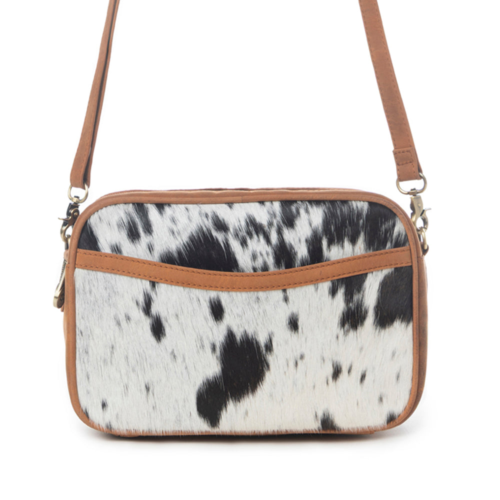 Myra Spade Valley Hairon Leather Bag in Brindle Brown