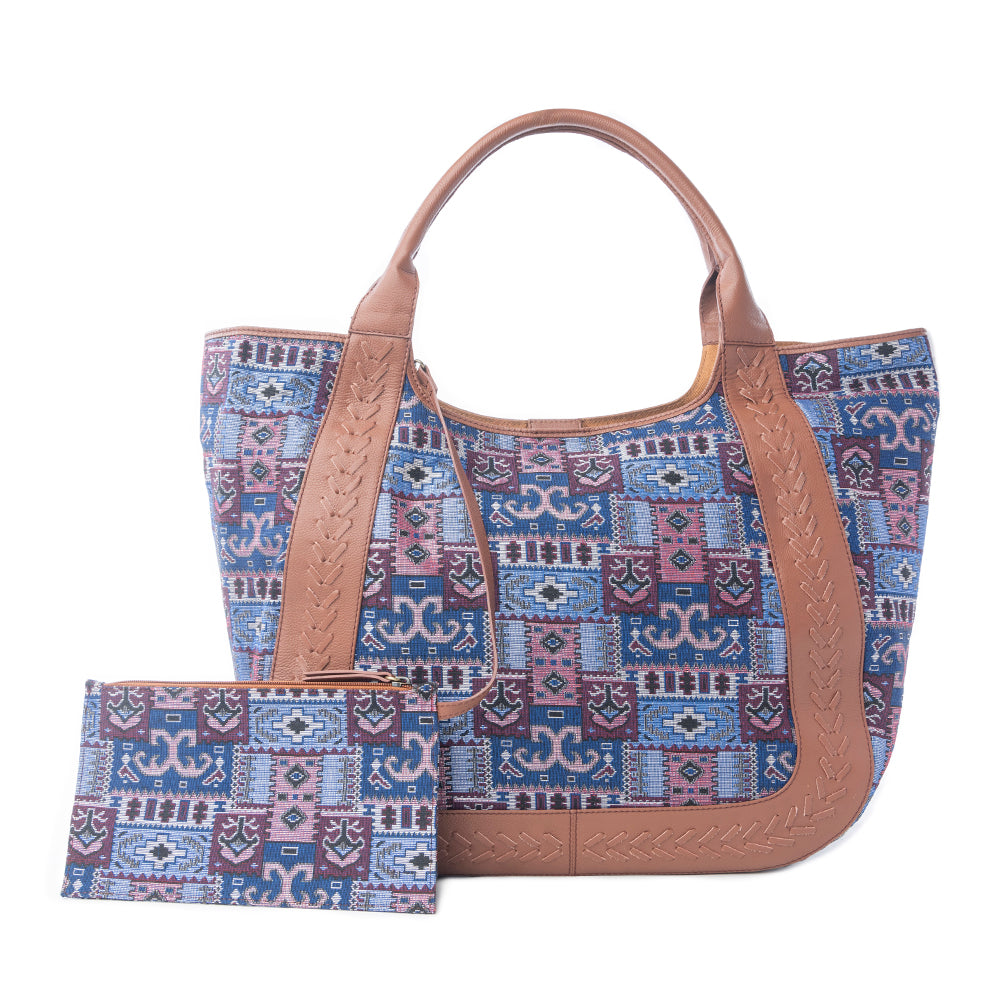 Wagon Trail Jacquard Tote Bag in Dusty Lilac