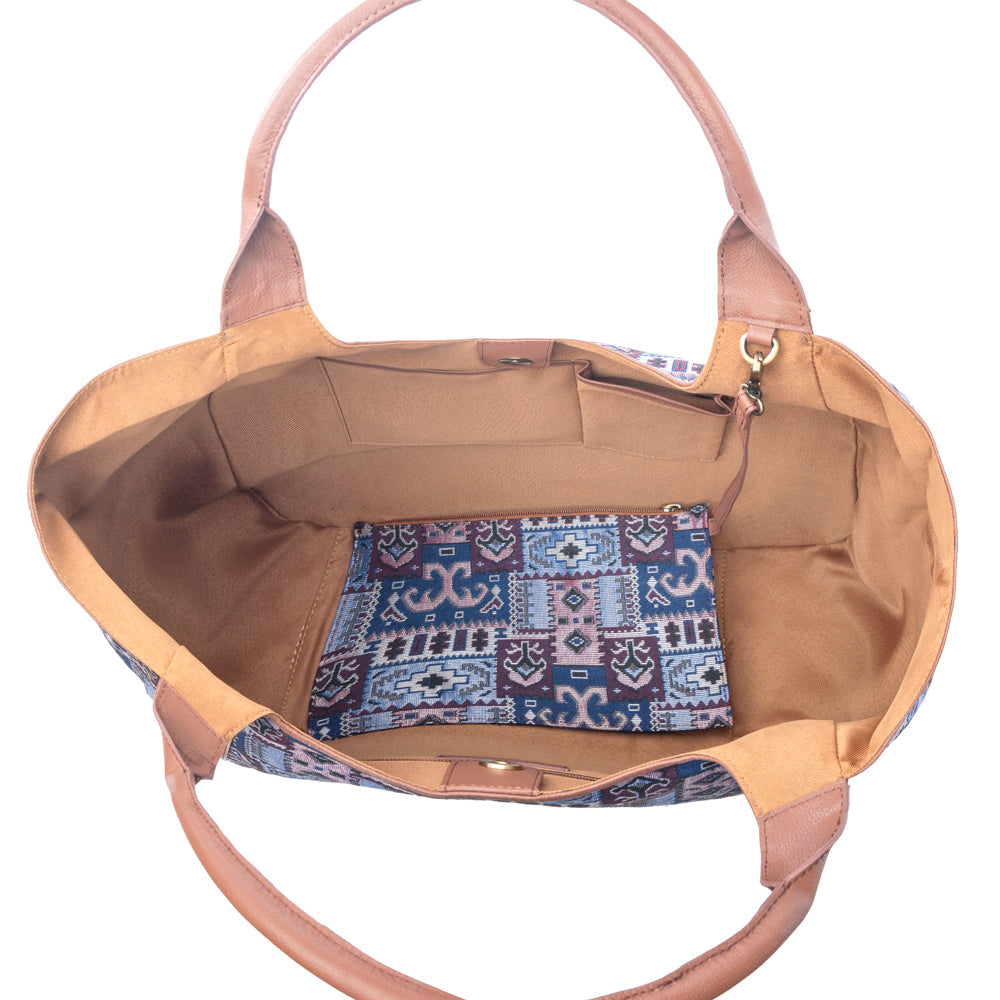 Wagon Trail Jacquard Tote Bag in Dusty Lilac