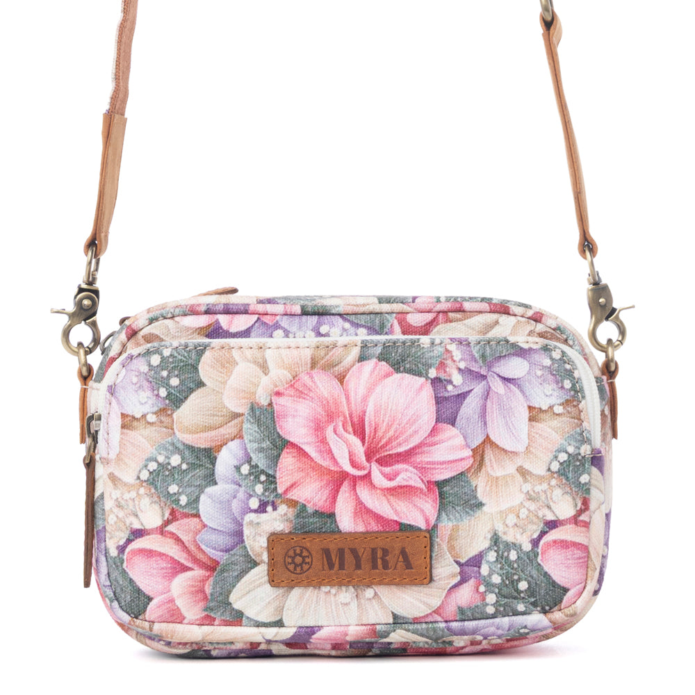 Meadow Song Cotton & Leather Crossbody Bag in Meadow Blush