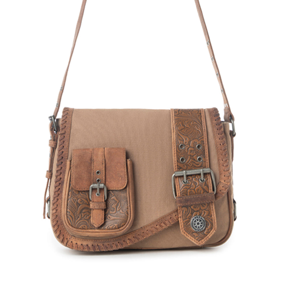 Myra Outlaw's Travels Leather Shoulder Bag in Burnt Sand