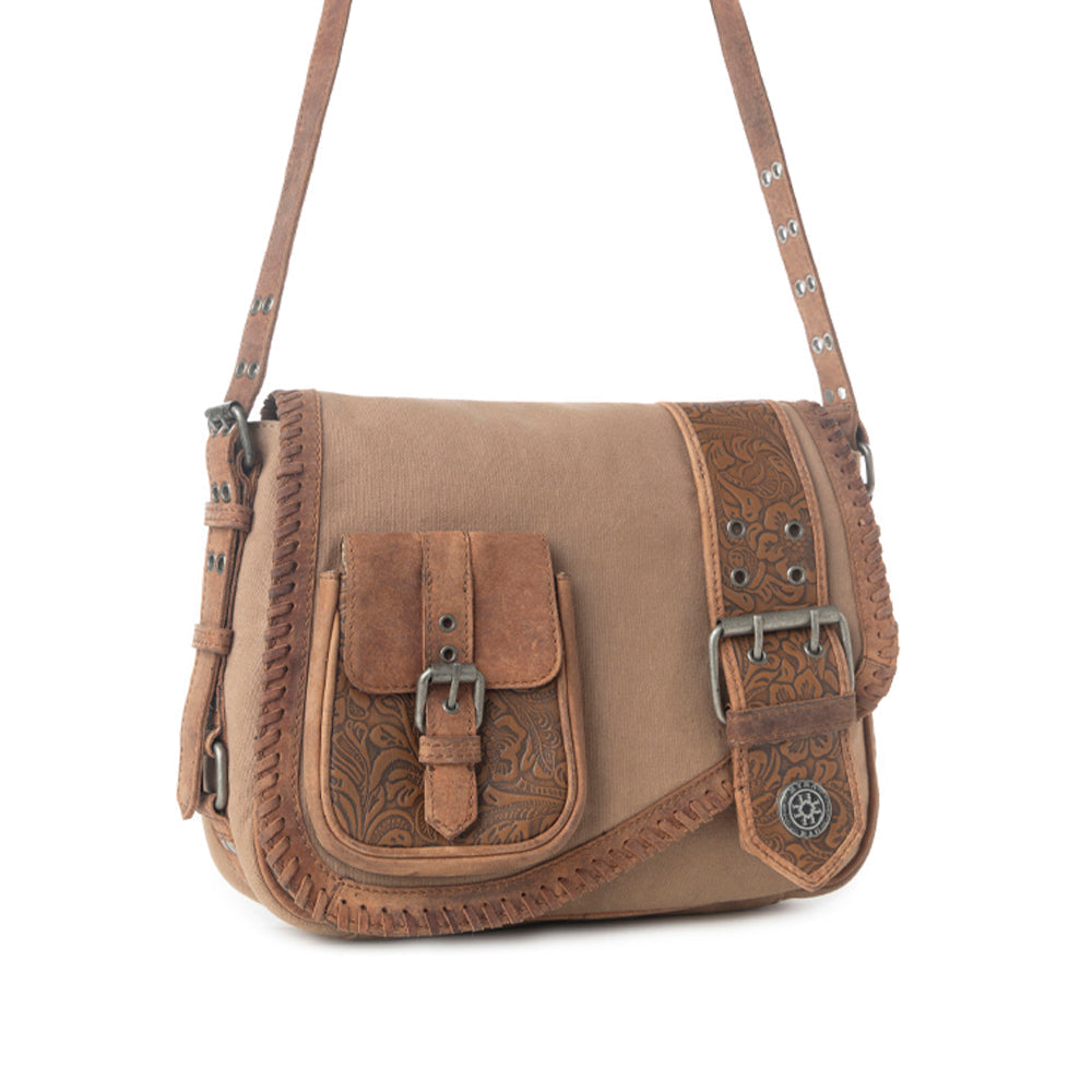 Myra Outlaw's Travels Leather Shoulder Bag in Burnt Sand