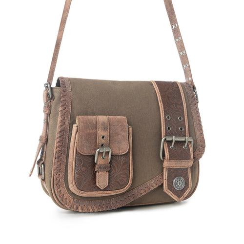 Myra Outlaw's Travels Leather Shoulder Bag in Rodeo Olive