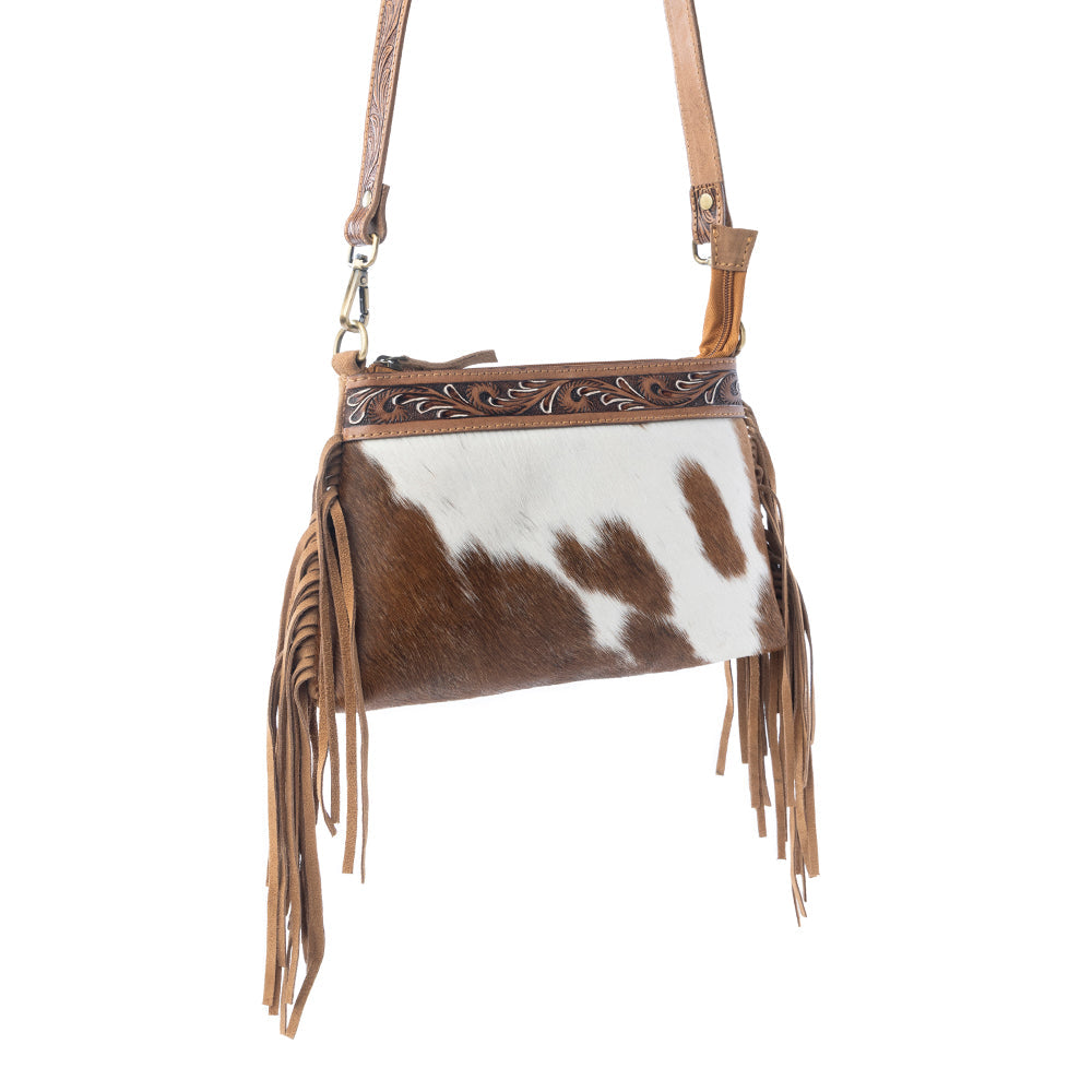 Wild Mirage Hairon Leather Bag with Fringes in Ivory Range